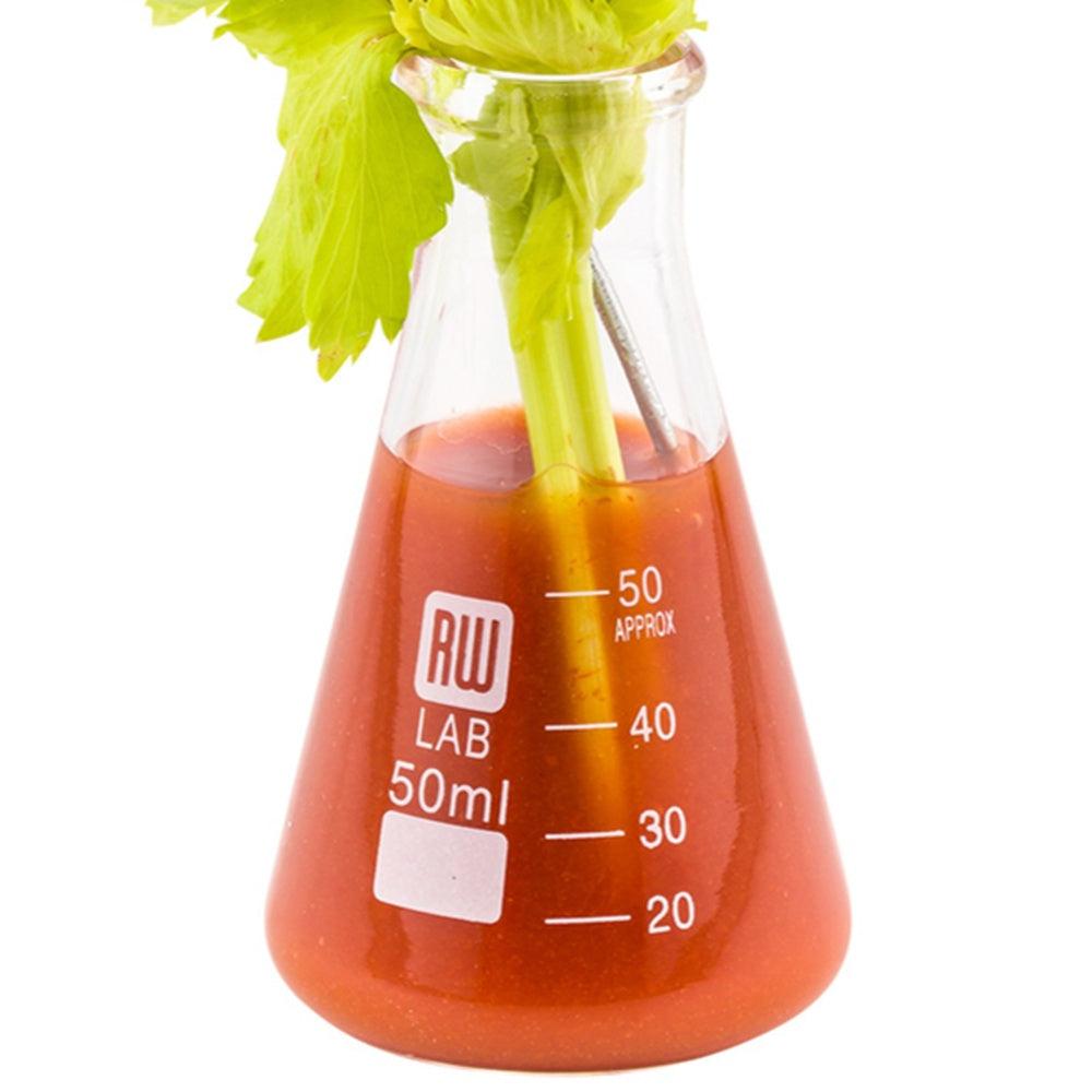 restaurantware RW Lab 50 mL Glass Conical Flask - Borosilicate - 2" x 2" x 3 1/2" - 10 count box