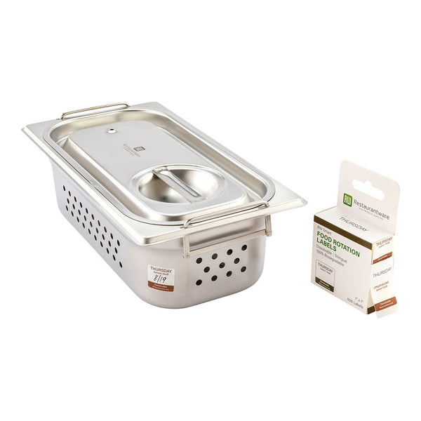 Restaurantware RW Smart Brown Paper Weekly Thursday Food Rotation Label - Dissolvable Trilingual - 1" X 1" - 500 Count Roll