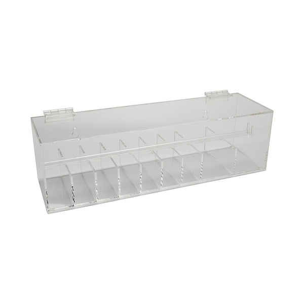 Restaurantware RW Smart Clear Acrylic Label Dispenser - 9 Slots With Lid - 15" X 3 1/4" X 3 1/2" - 1 Count Box