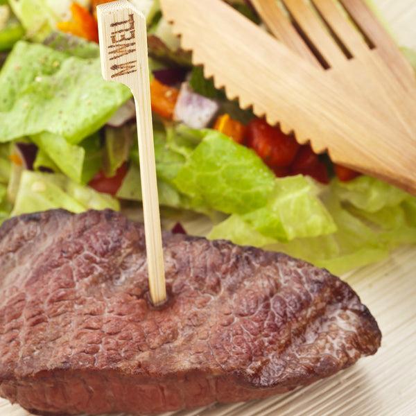 Restaurantware RW Smart Natural Bamboo Paddle Pick / Food Marker - Medium Well - 4" - 1000 Count Box