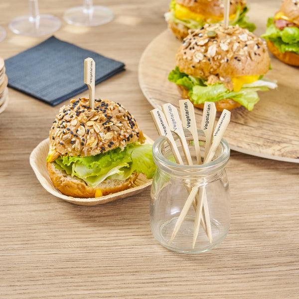 Restaurantware RW Smart Natural Bamboo Paddle Pick / Food Marker - Vegetarian - 4" - 1000 Count Box