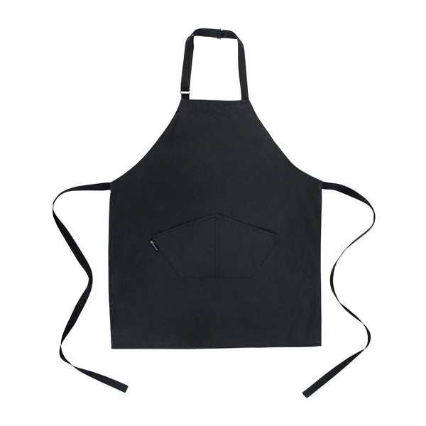 Restaurantware RW Threads Black Cotton Cooking Apron - Flame Retardant - 32" X 26" - 1 Count Box