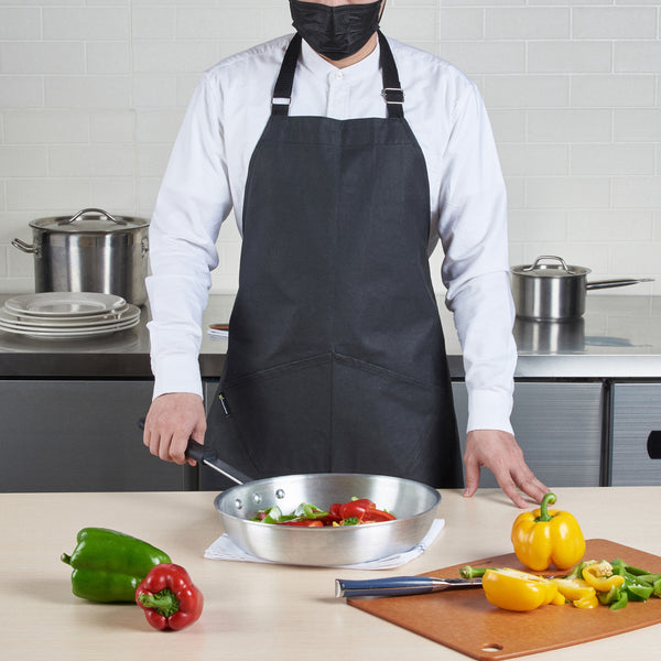 Restaurantware RW Threads Black Cotton Cooking Apron - Flame Retardant - 32" X 26" - 1 Count Box