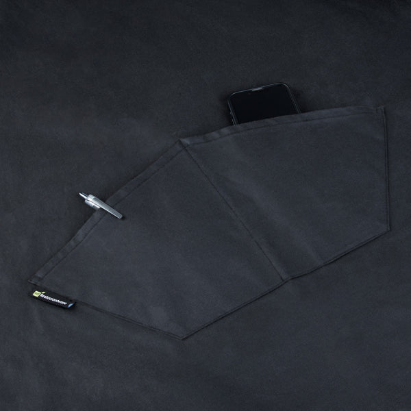 Restaurantware RW Threads Black Cotton Cooking Apron - Flame Retardant - 32" X 26" - 1 Count Box