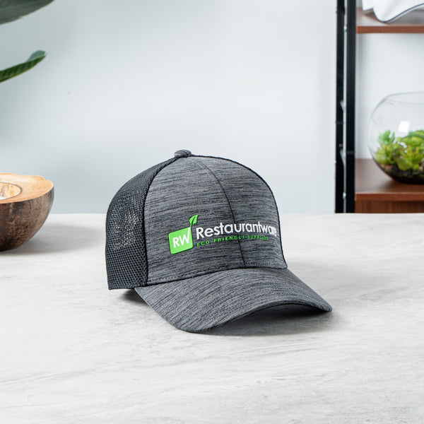 Restaurantware RW Threads Black Trucker Snapback Hat - 1 Count Box