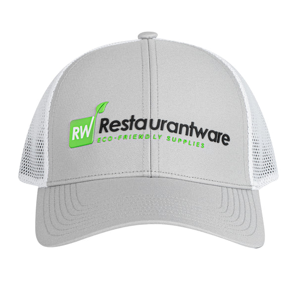 Restaurantware RW Threads Gray And White Trucker Snapback Hat - 1 Count Box