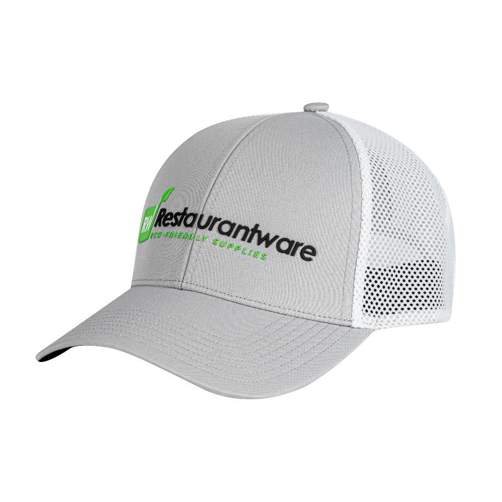 restaurantware RW Threads Gray and White Trucker Snapback Hat - 1 count box