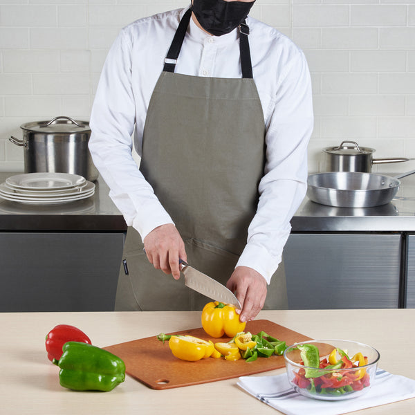 Restaurantware RW Threads Gray Cotton Cooking Apron - Flame Retardant - 32" X 26" - 1 Count Box