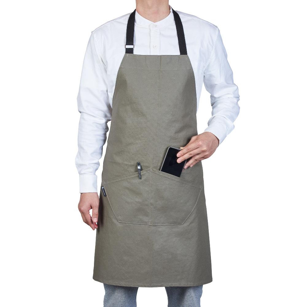 restaurantware RW Threads Gray Cotton Cooking Apron - Flame Retardant - 32" x 26" - 1 count box