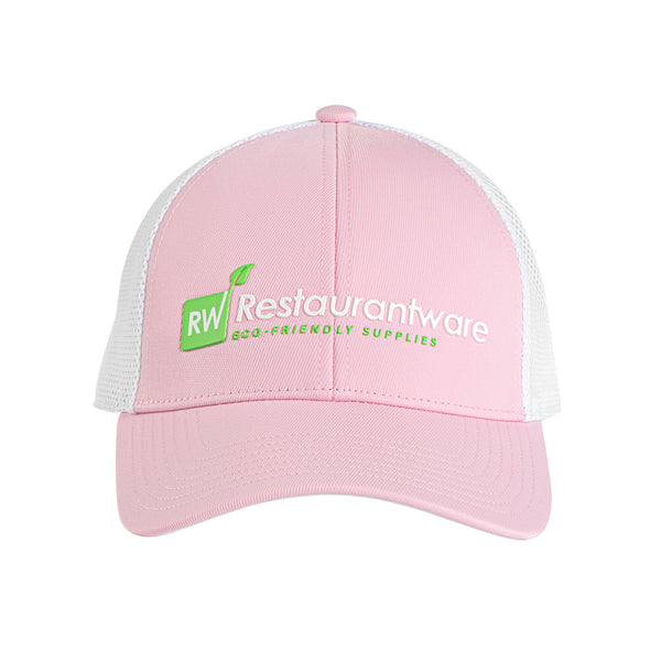 Restaurantware RW Threads Pink And White Trucker Snapback Hat - 1 Count Box