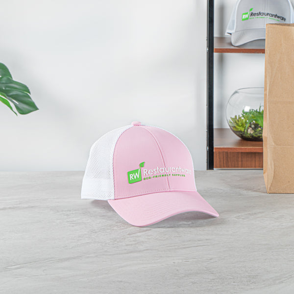 Restaurantware RW Threads Pink And White Trucker Snapback Hat - 1 Count Box
