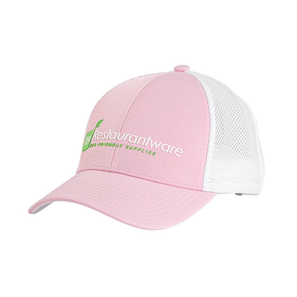 restaurantware RW Threads Pink and White Trucker Snapback Hat - 1 count box