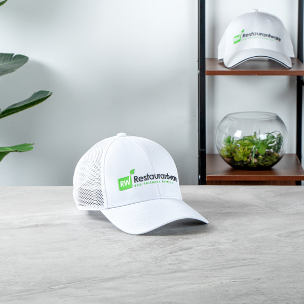 Restaurantware RW Threads White Trucker Snapback Hat - 1 Count Box
