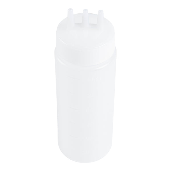 Restaurantware Sauce Tek 12 Oz Clear Plastic All-Purpose Squeeze Bottle - With Triple Dispersion Tip - 6 Count Box