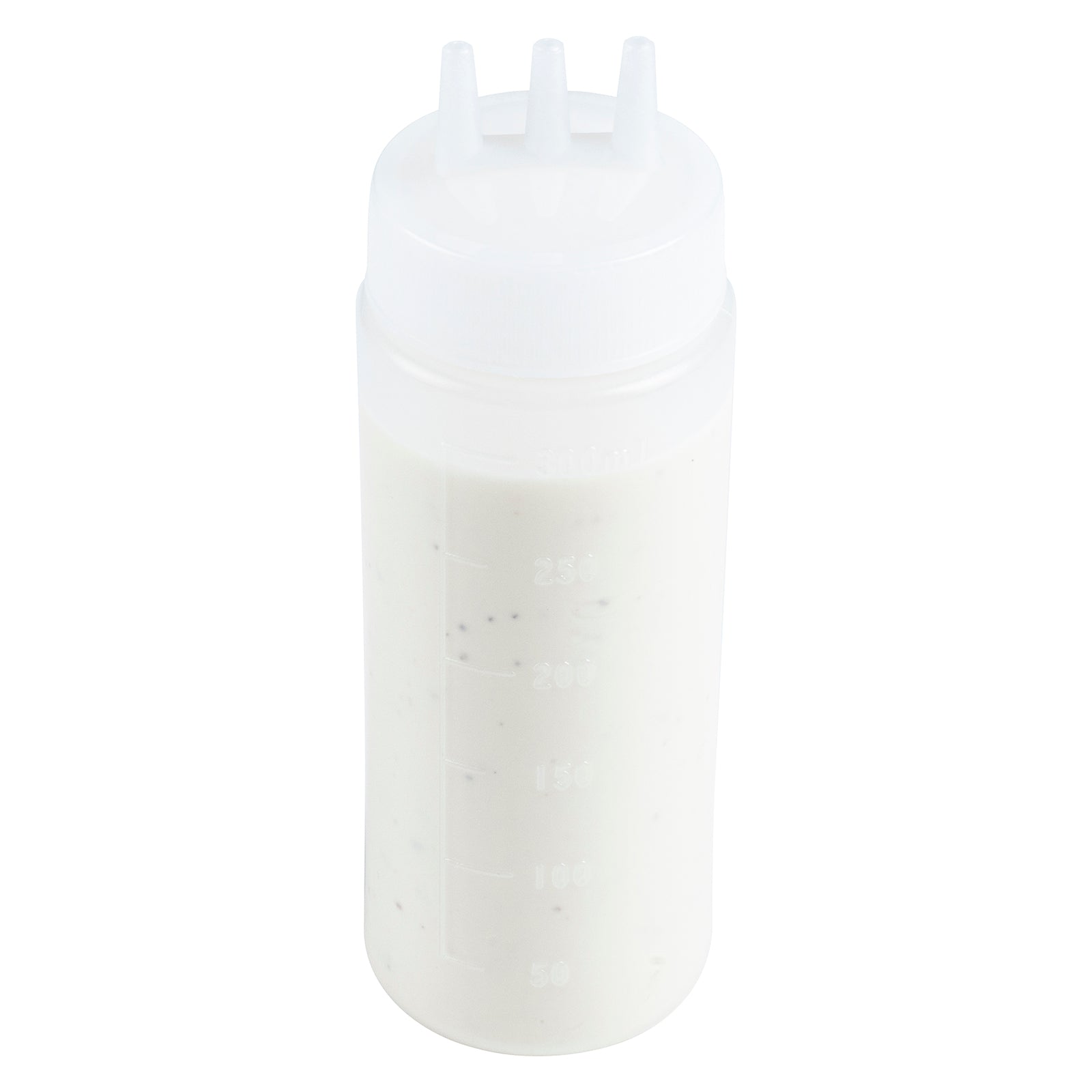 restaurantware Sauce Tek 12 oz Clear Plastic All-Purpose Squeeze Bottle - with Triple Dispersion Tip - 6 count box