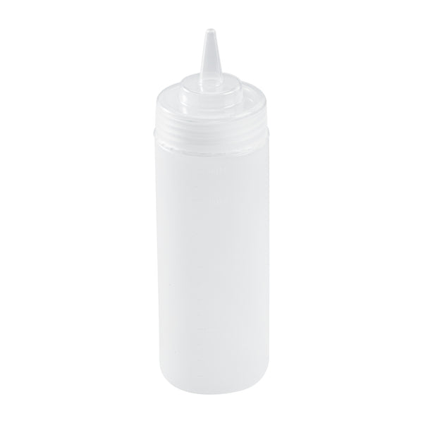 Restaurantware Sauce Tek 12 Oz Clear Plastic Squeeze Bottle - Precision Tip - 2 1/4" X 2 1/4" X 8" - 1 Count Box