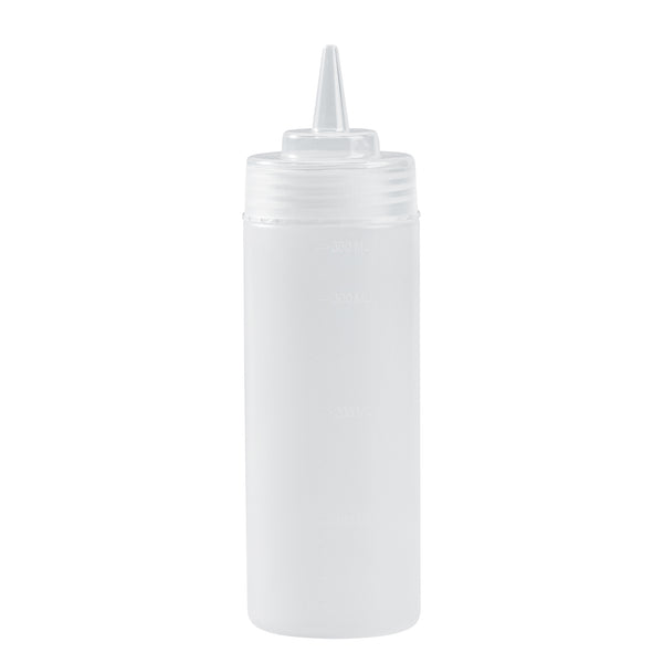 Restaurantware Sauce Tek 12 Oz Clear Plastic Squeeze Bottle - Precision Tip - 2 1/4" X 2 1/4" X 8" - 1 Count Box