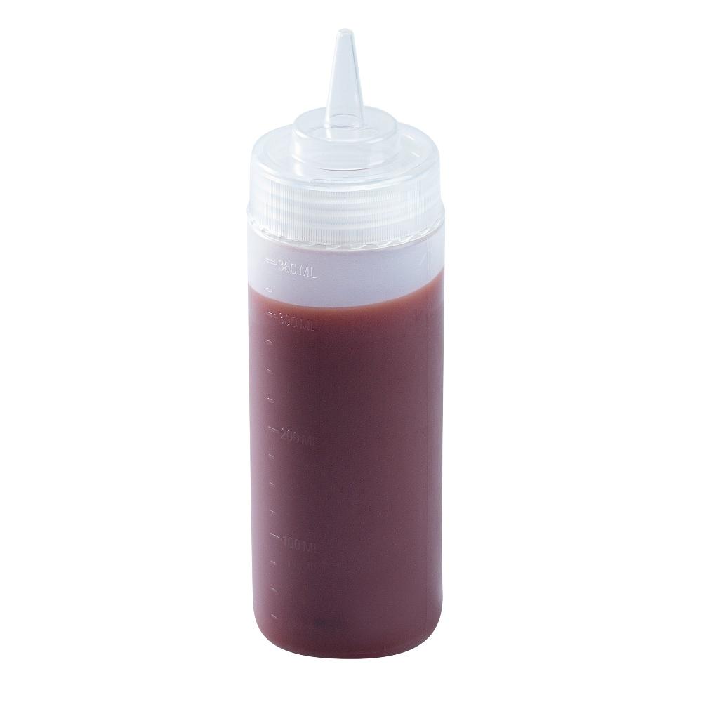 restaurantware Sauce Tek 12 oz Clear Plastic Squeeze Bottle - Precision Tip - 2 1/4" x 2 1/4" x 8" - 1 count box