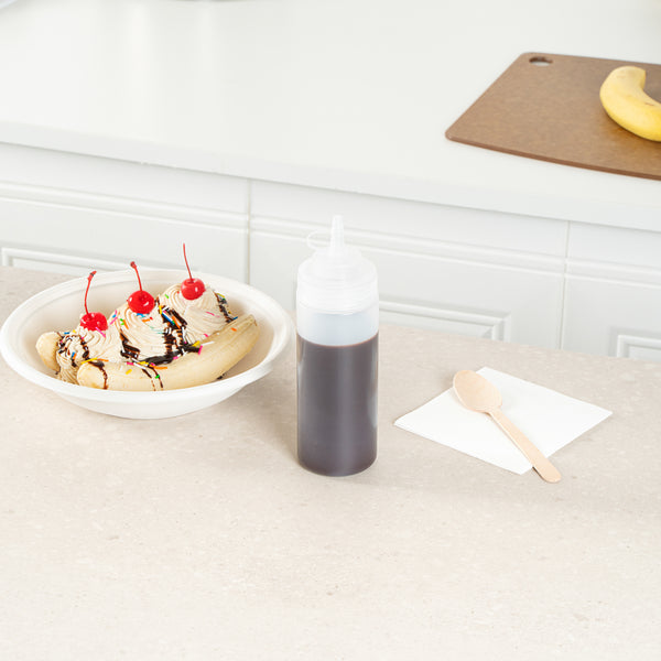 Restaurantware Sauce Tek 12 Oz Clear Plastic Squeeze Bottle - With Cap Wide Mouth - 2 1/4" X 2 1/4" X 7 3/4" - 1 Count Box