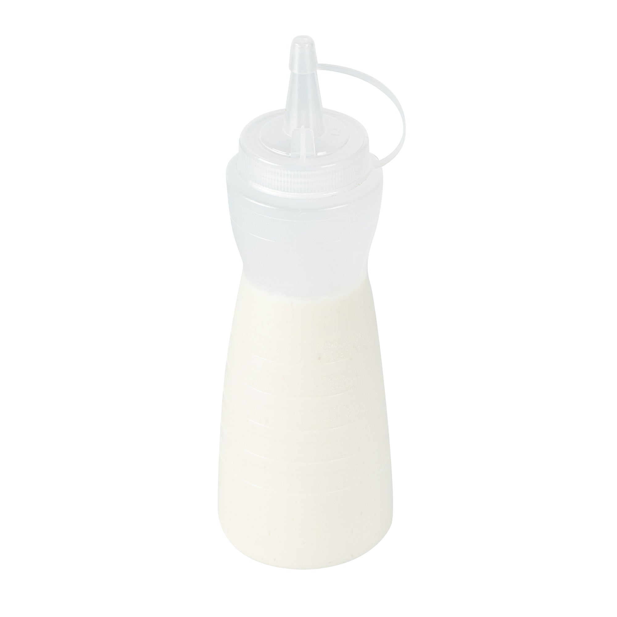 restaurantware Sauce Tek 12 oz Clear Plastic Squeeze Bottle - with Cap - 2 1/4" x 2 1/4" x 7 3/4" - 1 count box