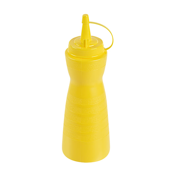 Restaurantware Sauce Tek 12 Oz Yellow Plastic Squeeze Bottle - With Cap - 2 1/4" X 2 1/4" X 7 3/4" - 1 Count Box