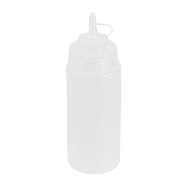 Restaurantware Sauce Tek 16 Oz Clear Plastic Squeeze Bottle - With Cap Wide Mouth - 2 1/2" X 2 1/2" X 7 3/4" - 1 Count Box