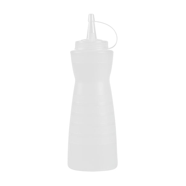 Restaurantware Sauce Tek 16 Oz Clear Plastic Squeeze Bottle - With Cap - 2 3/4" X 2 3/4" X 7 3/4" - 1 Count Box