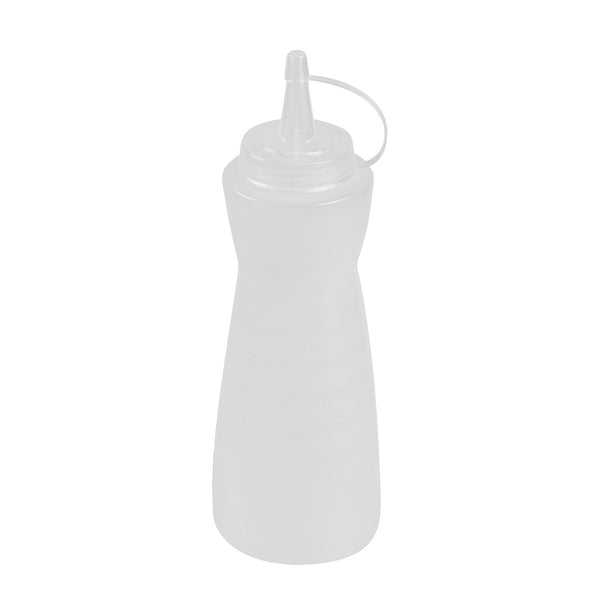 Restaurantware Sauce Tek 16 Oz Clear Plastic Squeeze Bottle - With Cap - 2 3/4" X 2 3/4" X 7 3/4" - 1 Count Box