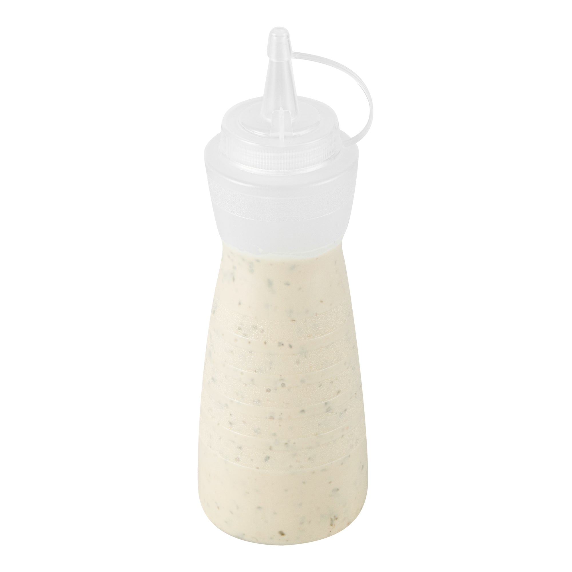 restaurantware Sauce Tek 16 oz Clear Plastic Squeeze Bottle - with Cap - 2 3/4" x 2 3/4" x 7 3/4" - 1 count box