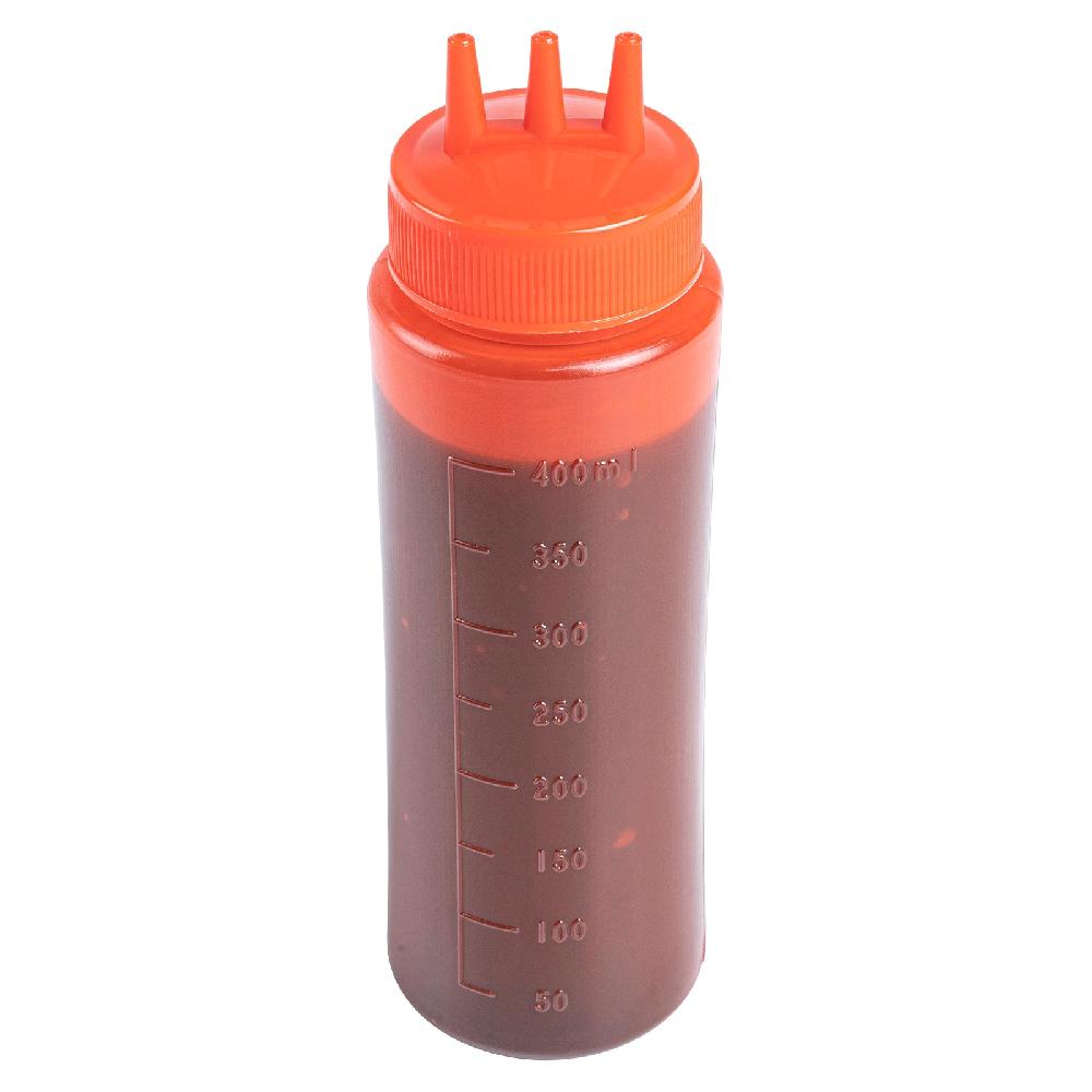 restaurantware Sauce Tek 16 oz Red Plastic Ketchup Squeeze Bottle - with Triple Dispersion Tip - 6 count box
