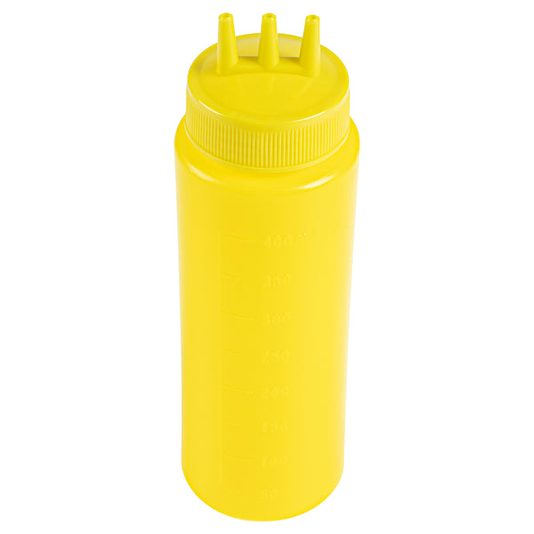 Restaurantware Sauce Tek 16 Oz Yellow Plastic Mustard Squeeze Bottle - With Triple Dispersion Tip - 6 Count Box