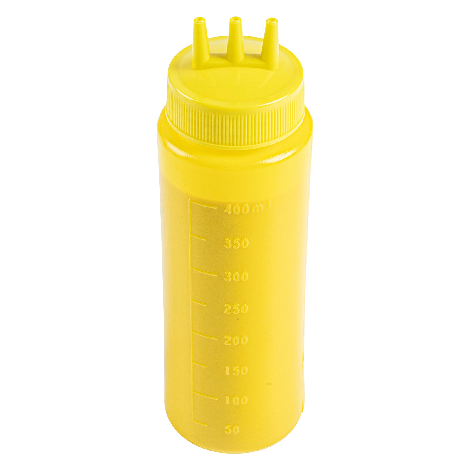 restaurantware Sauce Tek 16 oz Yellow Plastic Mustard Squeeze Bottle - with Triple Dispersion Tip - 6 count box