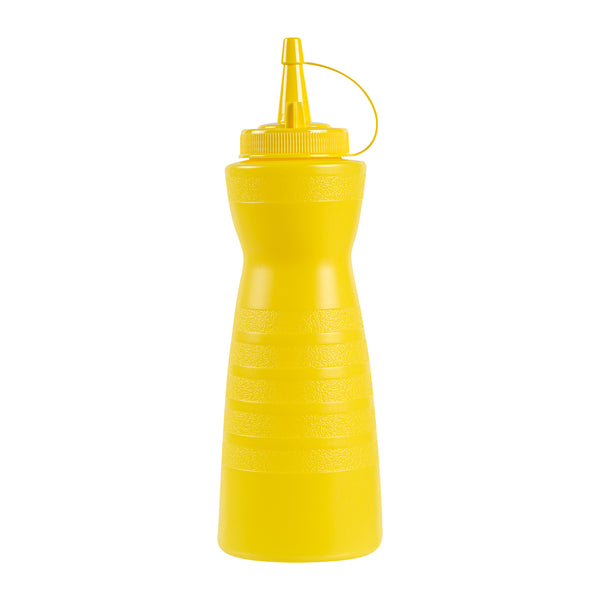 Restaurantware Sauce Tek 16 Oz Yellow Plastic Squeeze Bottle - With Cap - 2 3/4" X 2 3/4" X 7 3/4" - 1 Count Box