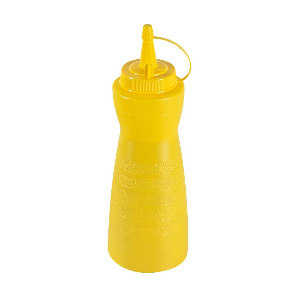 restaurantware Sauce Tek 16 oz Yellow Plastic Squeeze Bottle - with Cap - 2 3/4" x 2 3/4" x 7 3/4" - 1 count box