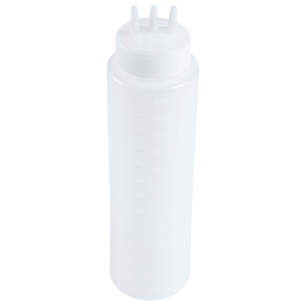 Restaurantware Sauce Tek 24 Oz Clear Plastic All-Purpose Squeeze Bottle - With Triple Dispersion Tip - 6 Count Box