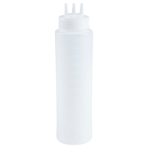 Restaurantware Sauce Tek 24 Oz Clear Plastic All-Purpose Squeeze Bottle - With Triple Dispersion Tip - 6 Count Box