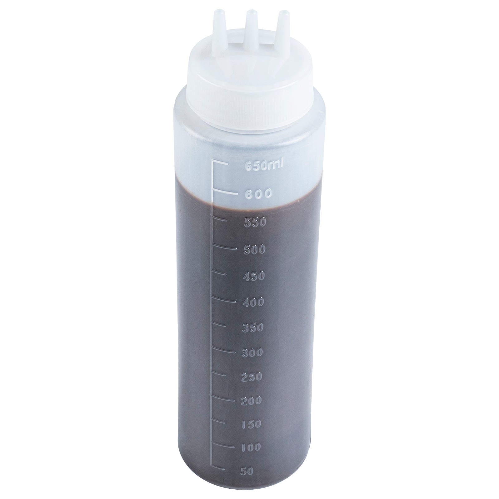 restaurantware Sauce Tek 24 oz Clear Plastic All-Purpose Squeeze Bottle - with Triple Dispersion Tip - 6 count box