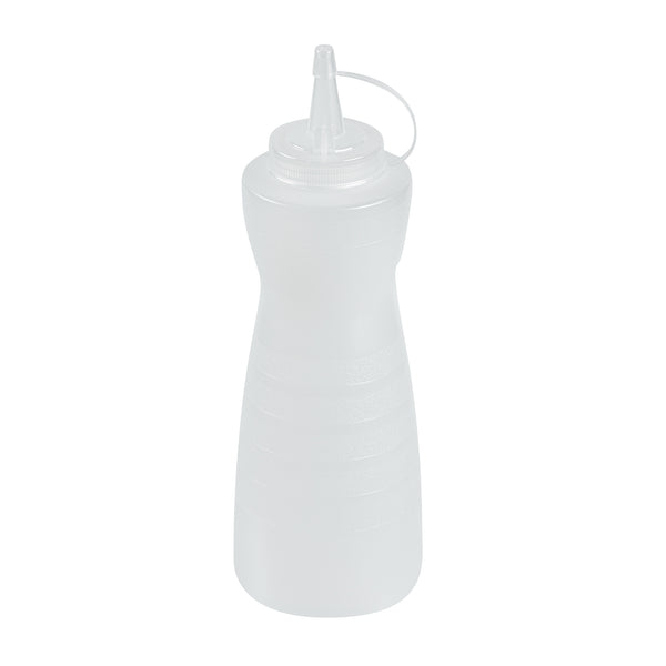 Restaurantware Sauce Tek 24 Oz Clear Plastic Squeeze Bottle - With Cap - 2 3/4" X 2 3/4" X 10 1/4" - 1 Count Box
