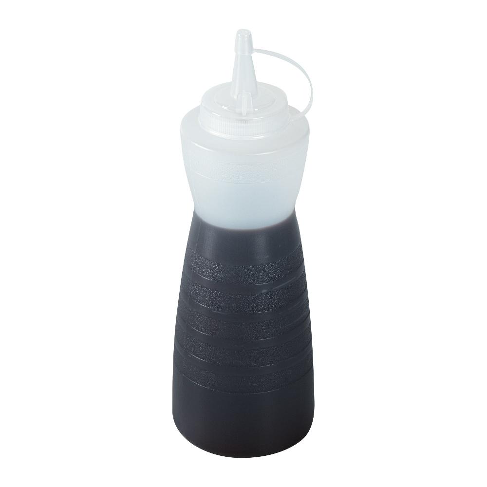 restaurantware Sauce Tek 24 oz Clear Plastic Squeeze Bottle - with Cap - 2 3/4" x 2 3/4" x 10 1/4" - 1 count box