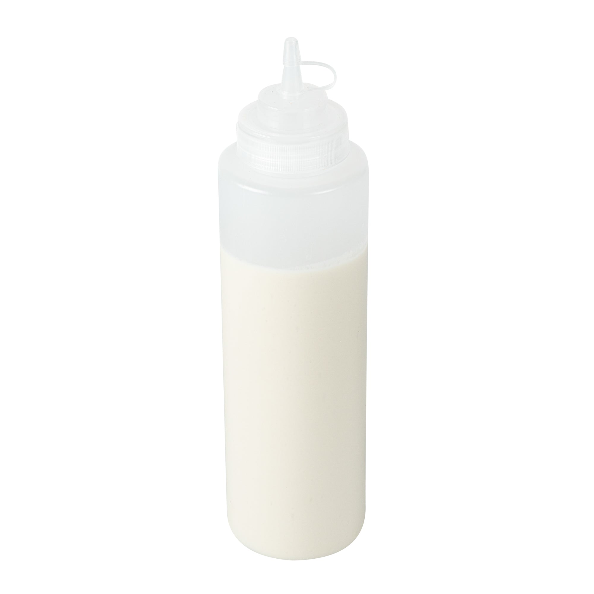 restaurantware Sauce Tek 24 oz Clear Plastic Squeeze Bottle - with Cap Wide Mouth - 2 1/2" x 2 1/2" x 10 1/4" - 1 count box
