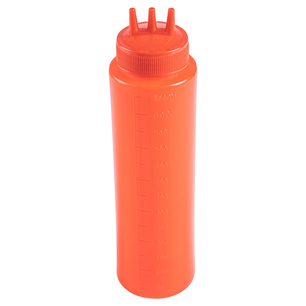 Restaurantware Sauce Tek 24 Oz Red Plastic Ketchup Squeeze Bottle - With Triple Dispersion Tip - 6 Count Box
