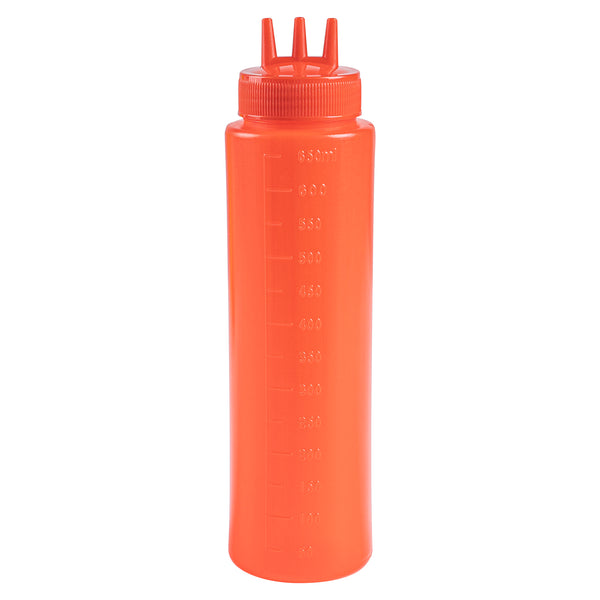Restaurantware Sauce Tek 24 Oz Red Plastic Ketchup Squeeze Bottle - With Triple Dispersion Tip - 6 Count Box