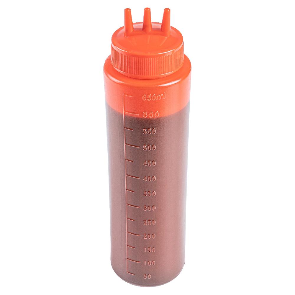 restaurantware Sauce Tek 24 oz Red Plastic Ketchup Squeeze Bottle - with Triple Dispersion Tip - 6 count box