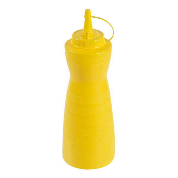 Restaurantware Sauce Tek 24 Oz Yellow Plastic Squeeze Bottle - With Cap - 2 3/4" X 2 3/4" X 10 1/4" - 1 Count Box