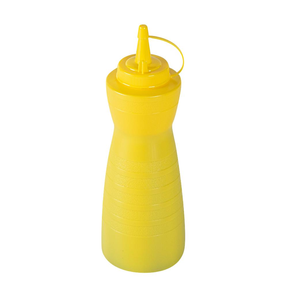 restaurantware Sauce Tek 24 oz Yellow Plastic Squeeze Bottle - with Cap - 2 3/4" x 2 3/4" x 10 1/4" - 1 count box