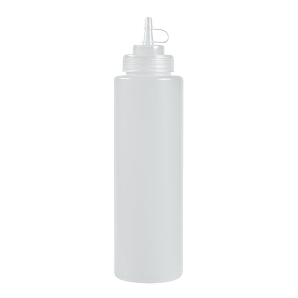 Restaurantware Sauce Tek 32 Oz Clear Plastic Squeeze Bottle - With Cap Wide Mouth - 3" X 3" X 11 1/2" - 1 Count Box