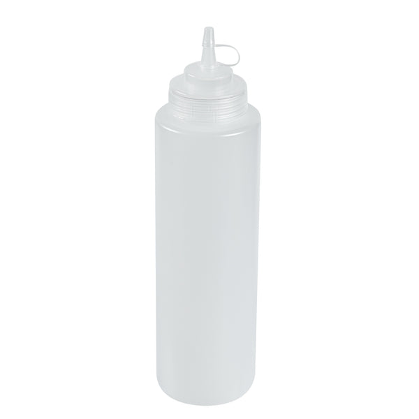 Restaurantware Sauce Tek 32 Oz Clear Plastic Squeeze Bottle - With Cap Wide Mouth - 3" X 3" X 11 1/2" - 1 Count Box