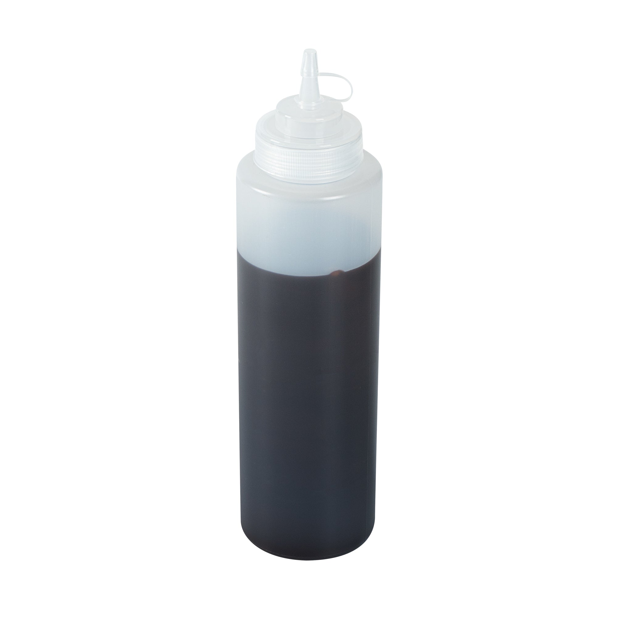 restaurantware Sauce Tek 32 oz Clear Plastic Squeeze Bottle - with Cap Wide Mouth - 3" x 3" x 11 1/2" - 1 count box