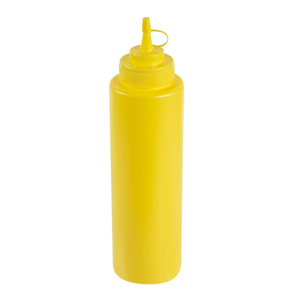 Restaurantware Sauce Tek 32 Oz Yellow Plastic Squeeze Bottle - With Cap Wide Mouth - 3" X 3" X 11 1/2" - 1 Count Box