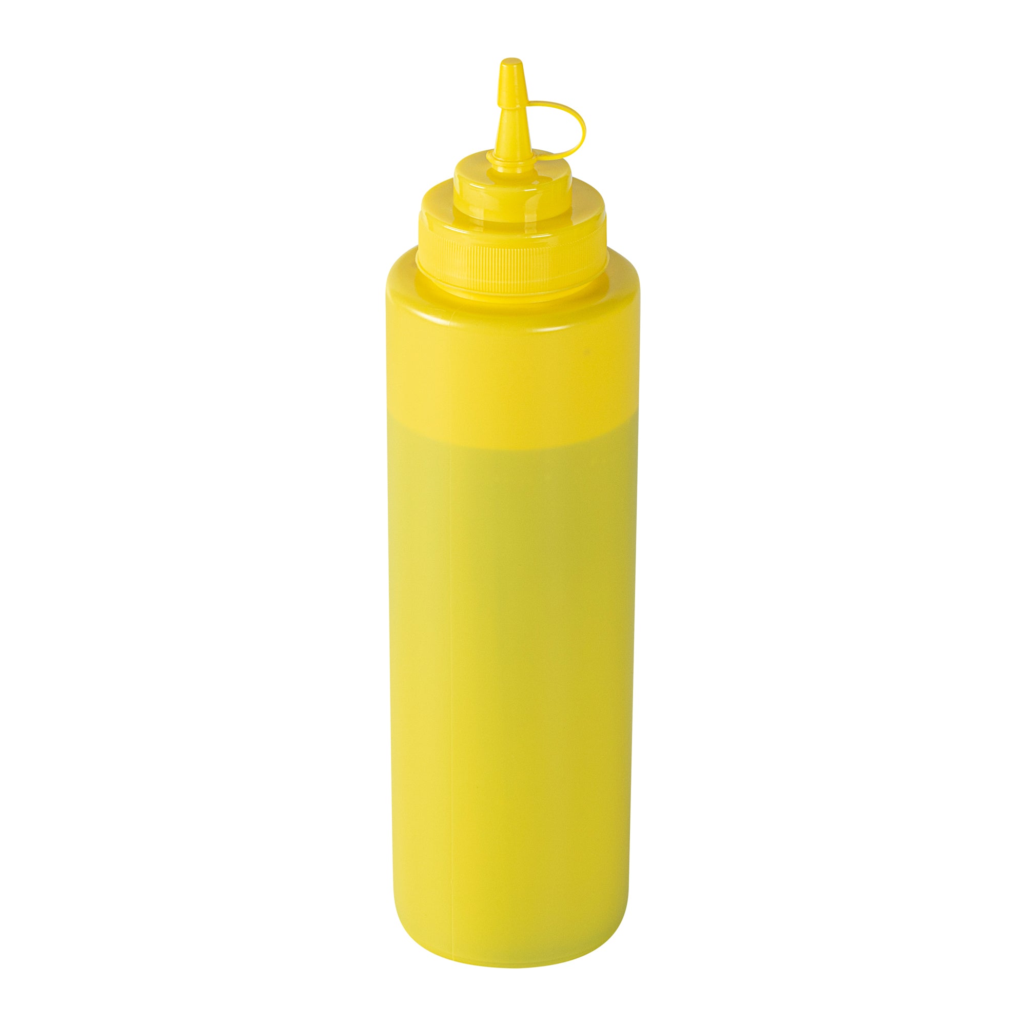 restaurantware Sauce Tek 32 oz Yellow Plastic Squeeze Bottle - with Cap Wide Mouth - 3" x 3" x 11 1/2" - 1 count box